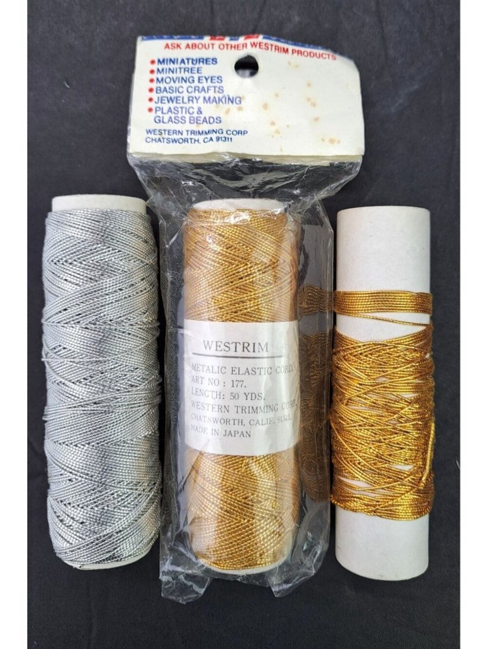 Vintage Westrim Metallic Elastic Cord 100+ Yards Gold & Silver Craft Supplies - Picture 2 of 7